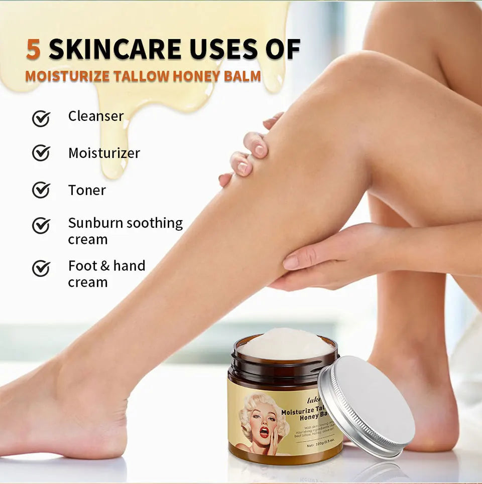 Beef Tallow And Honey Balm Moisturizing Whipped Beef Tallow Face Cream Body Lotion Grass Fed Grass Finished Face Cream Care