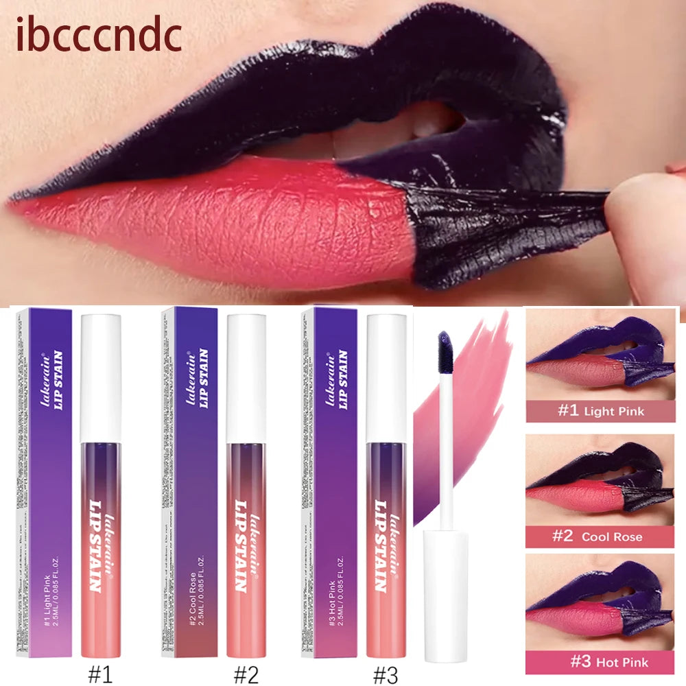 Waterproof peel-off lip stain with matte finish in pink and rose shades. Transfer-proof, long-lasting lip makeup.