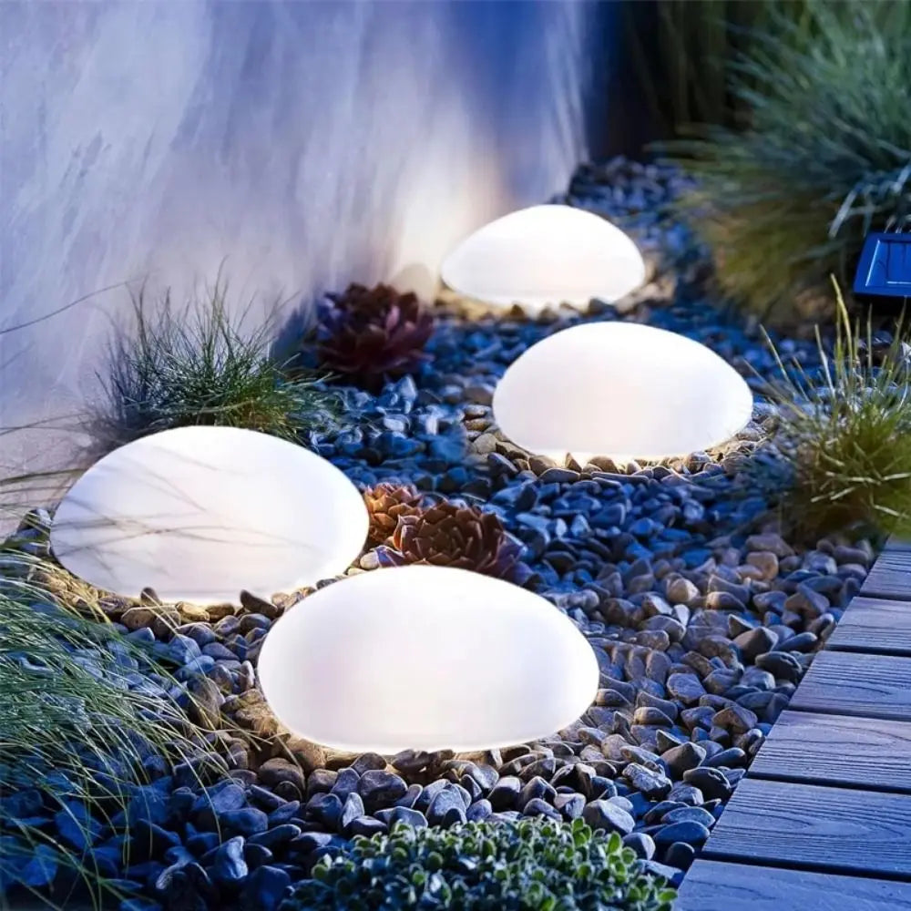 Solar Stone Light Frosted Glass Ground Lamp Outdoor Waterproof Lantern for Garden Green Light Lawn Courtyard Decorative Lamp