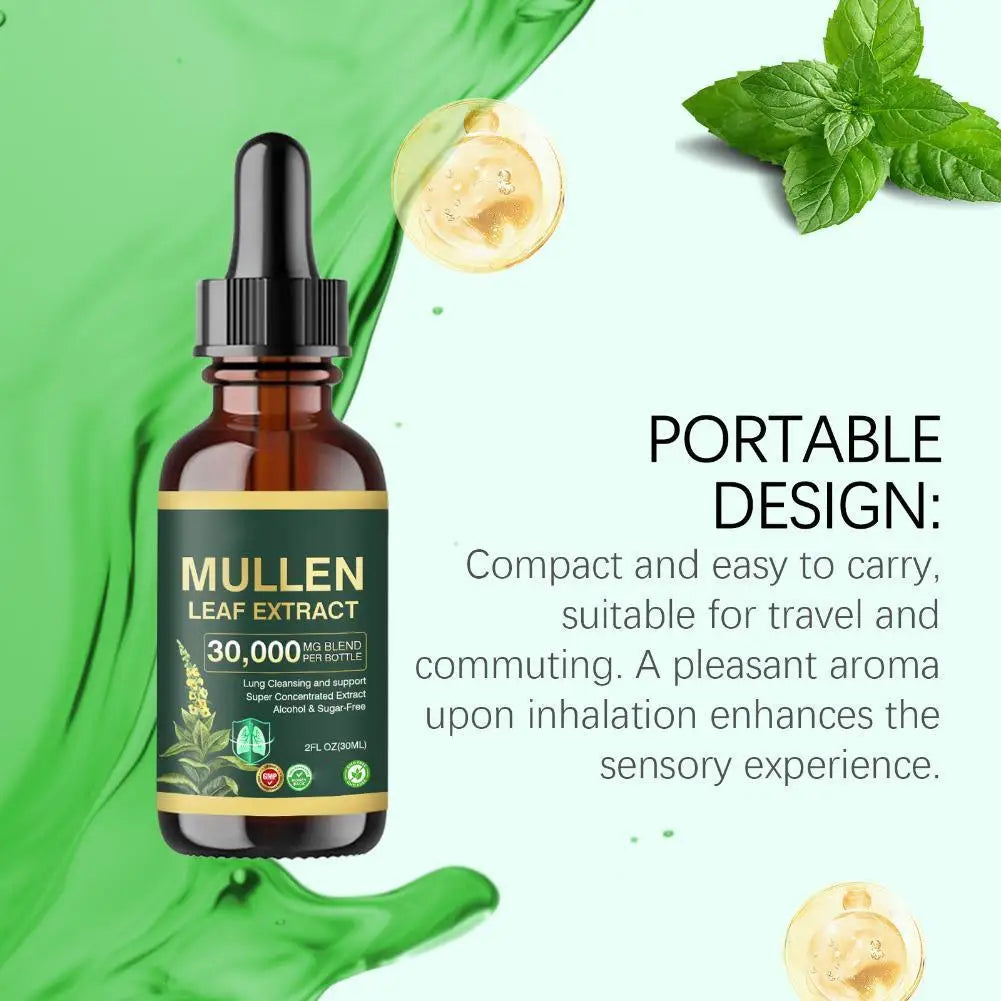 Fast Absorption Lung Clean Drops Natural Mullein Leaf Extract 30000mg Daily Respiratory Care Drops