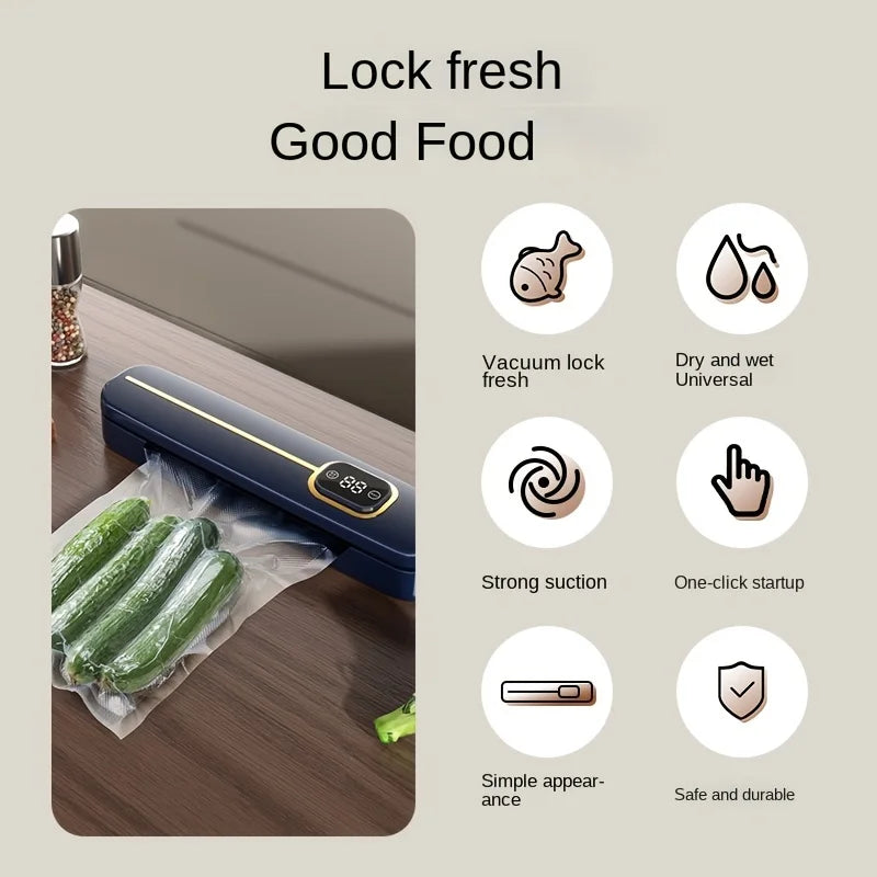 Automatic Vacuum Sealer Machine for Food Preservation Dry Wet Mode Vacuum Packer with 10pcs Bags Free Kitchen Sealing System