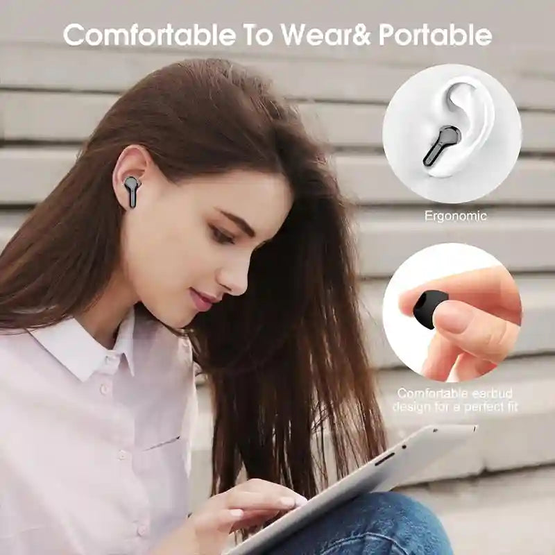 Tidesmit Wireless Earbuds with ENC Mic - 48H Playtime - Waterproof Black Tidesmit