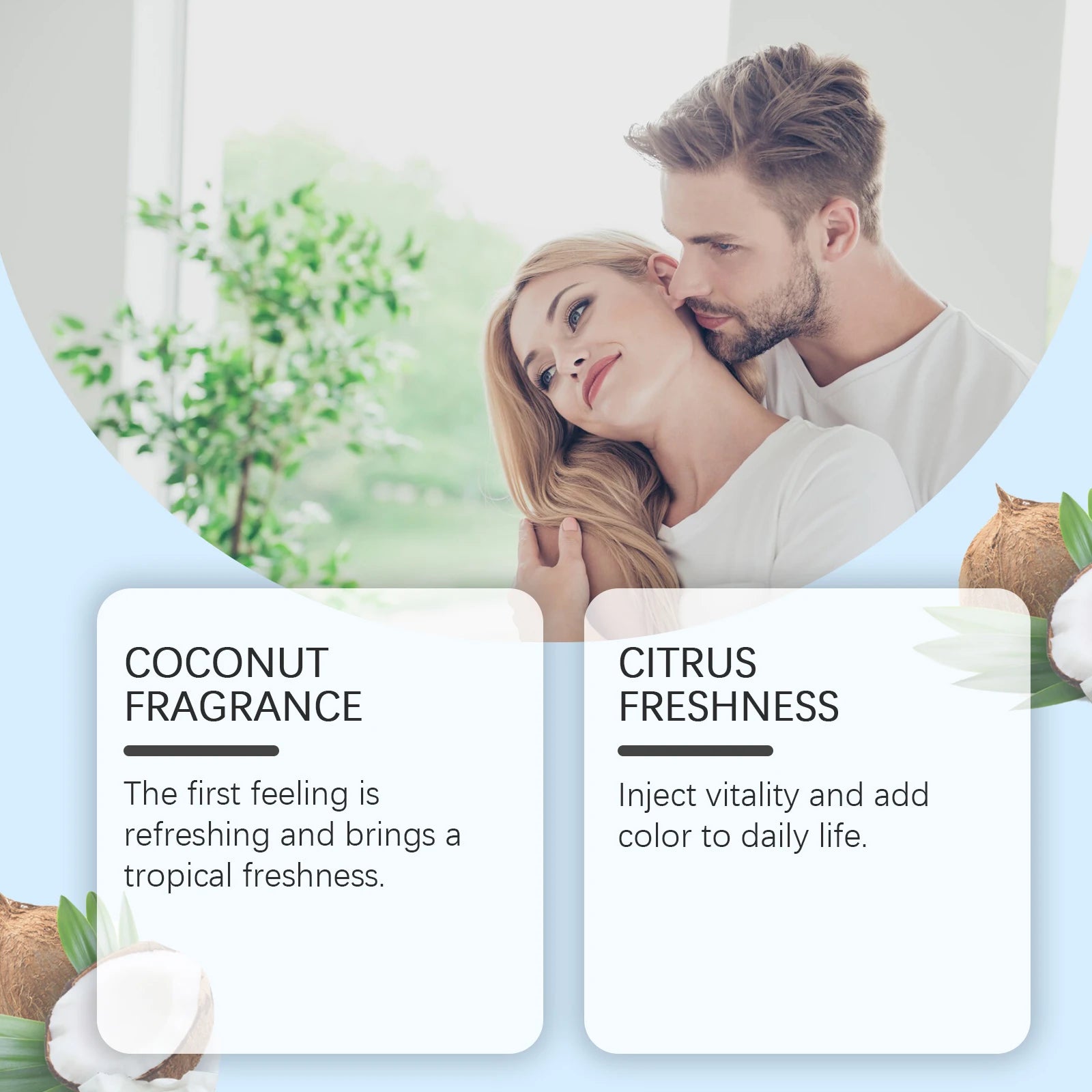 Roxelis Oriental Charm EDT: A fresh coconut & citrus oriental fragrance for men and women in an elegant spray bottle.
