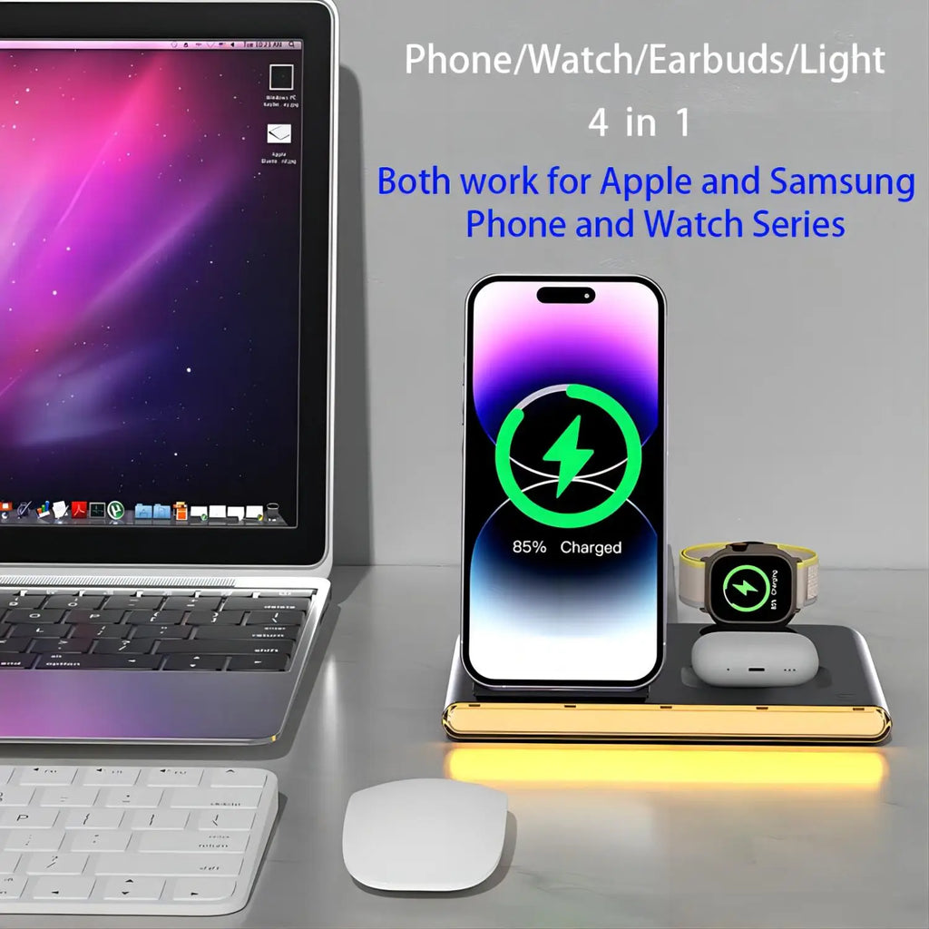 4-in-1 Wireless Charging Station - Qi Certified Multi-Device Fast Charger Tidesmit