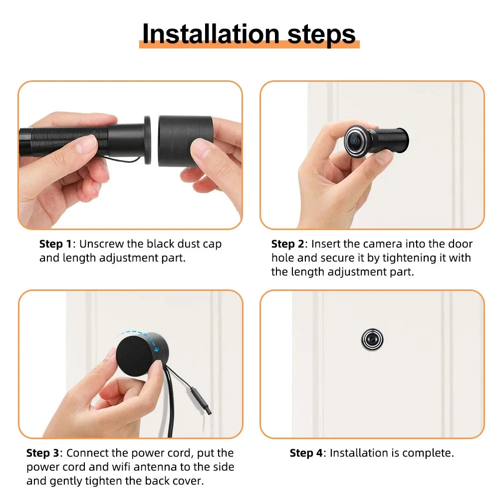 TUYA HD Door Peephole Viewer 2.4G/5G WiFi Security Camera 170° Wide-angle Human Detection Two-Way Audio Video-eye Cat-eye Cam