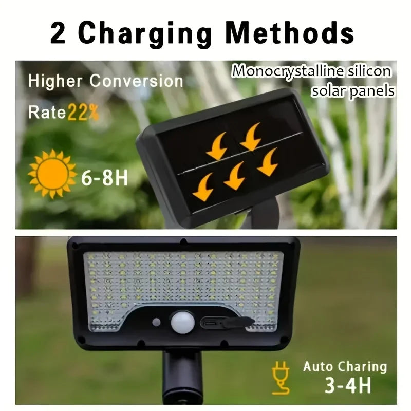 2-Pack Clip-On 60LED Solar Lights, 2 Adjustable Installation Modes, Solar Powered No Wiring Needed, 1500Mah Battery, Motion Sensor Auto On, for Yard, Fence, Balcony, Railing & Garage Lighting, Perfect Gift for Housewarming &