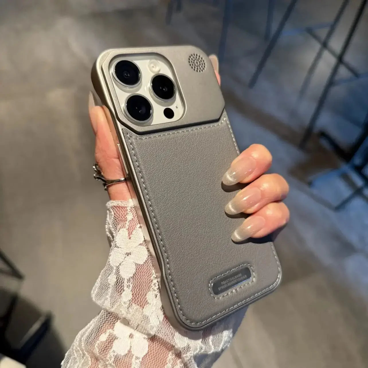 iPhone 15 Leather Aromatherapy Case with Magnetic MagSafe Protection Gray Tidesmit