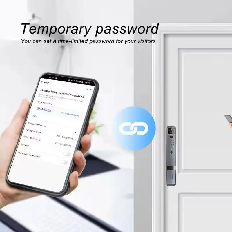 3D Face Recognition Smart Door Lock WiFi Electronic Home Lock with Camera RFID Card Compatible with Tuya for Smart Home Security