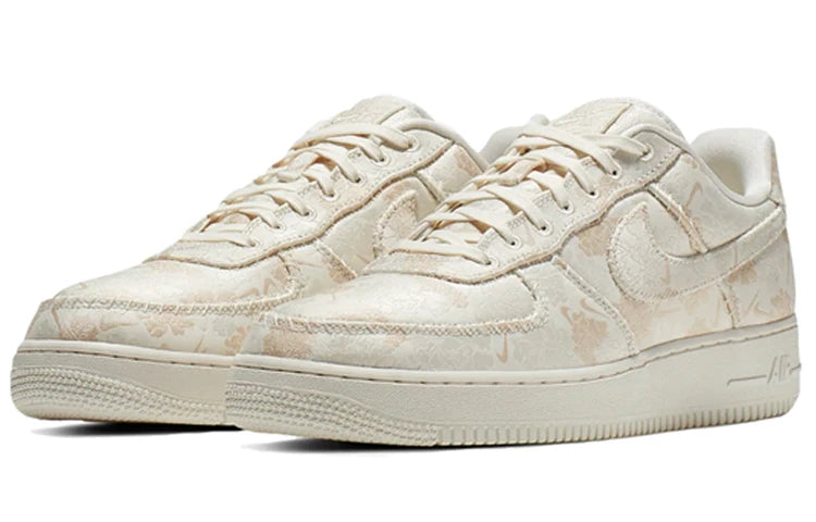 Nike Air Force 1 Premium OG Low Top Board Shoes Ivory White Floral Fabric Lightweight Non Slip Daily Casual Sneakers-AT3147-100