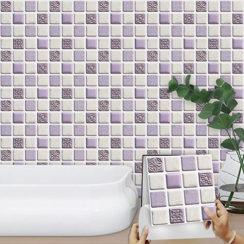 10Pcs Mandala Pattern Backsplash Tile Stickers Multicolor Design Waterproof Peel and Stick Tile Removable Self-Adhesive