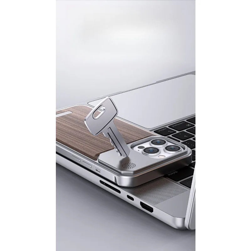 iPhone 16 Pro Max Magnetic Wood Case with Aluminum Frame | Tidesmit Tidesmit