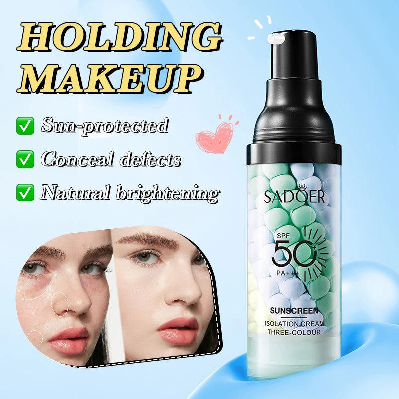 Tidesmit 40g tri-color face makeup primer and color correcting foundation base for long-lasting waterproof coverage