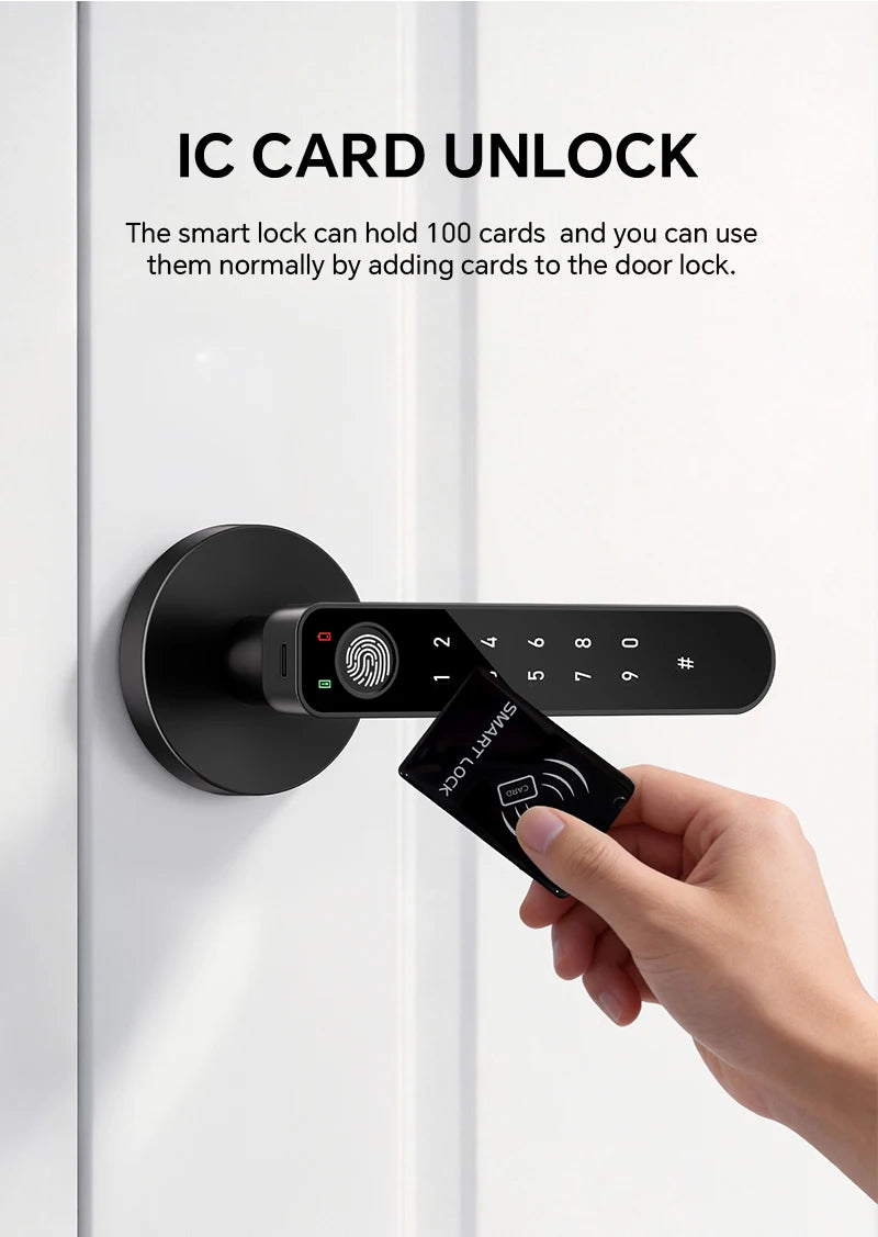 ICCSSI Smart Door Lock Fingerprint Lock Fingerprint/Tuya APP/Password/IC Card/key Unlock Multi Language Audio Playback B208APRO