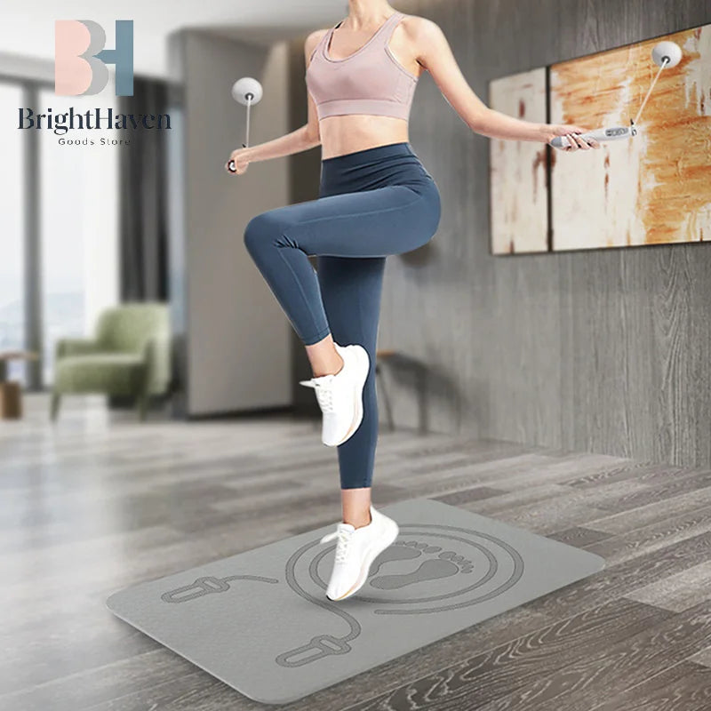 6MM Skipping Rope Mat Anti-noise Jump Rope Mat Floor Mats Exercise Shock Absorption Yoga Mat TPE Skipping Mat Fitness Pad B.H