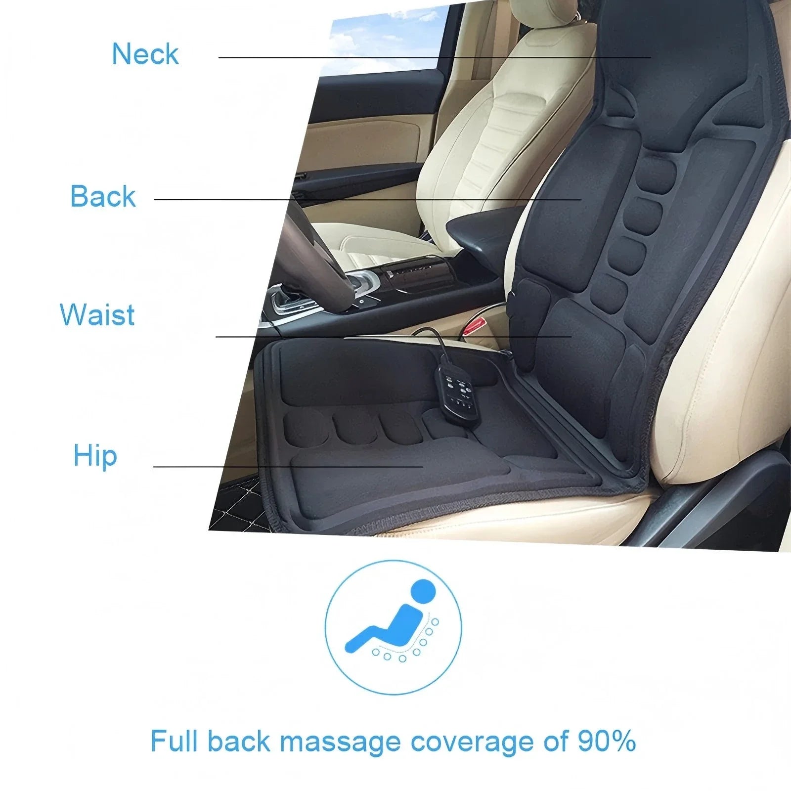 Portable Electric Massage Cushion for Neck and Back - Q120B-Car-Black Massage Cushion Tidesmit