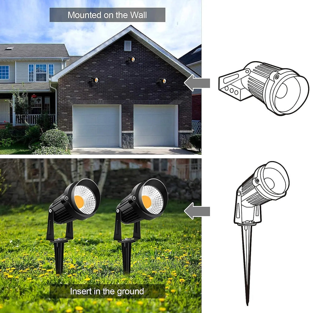 1-Meter Wire 10W Low Voltage LED Landscape Lighting with Connectors, 12V Outdoor Spotlights Garden Pathway Lights, 1000LM
