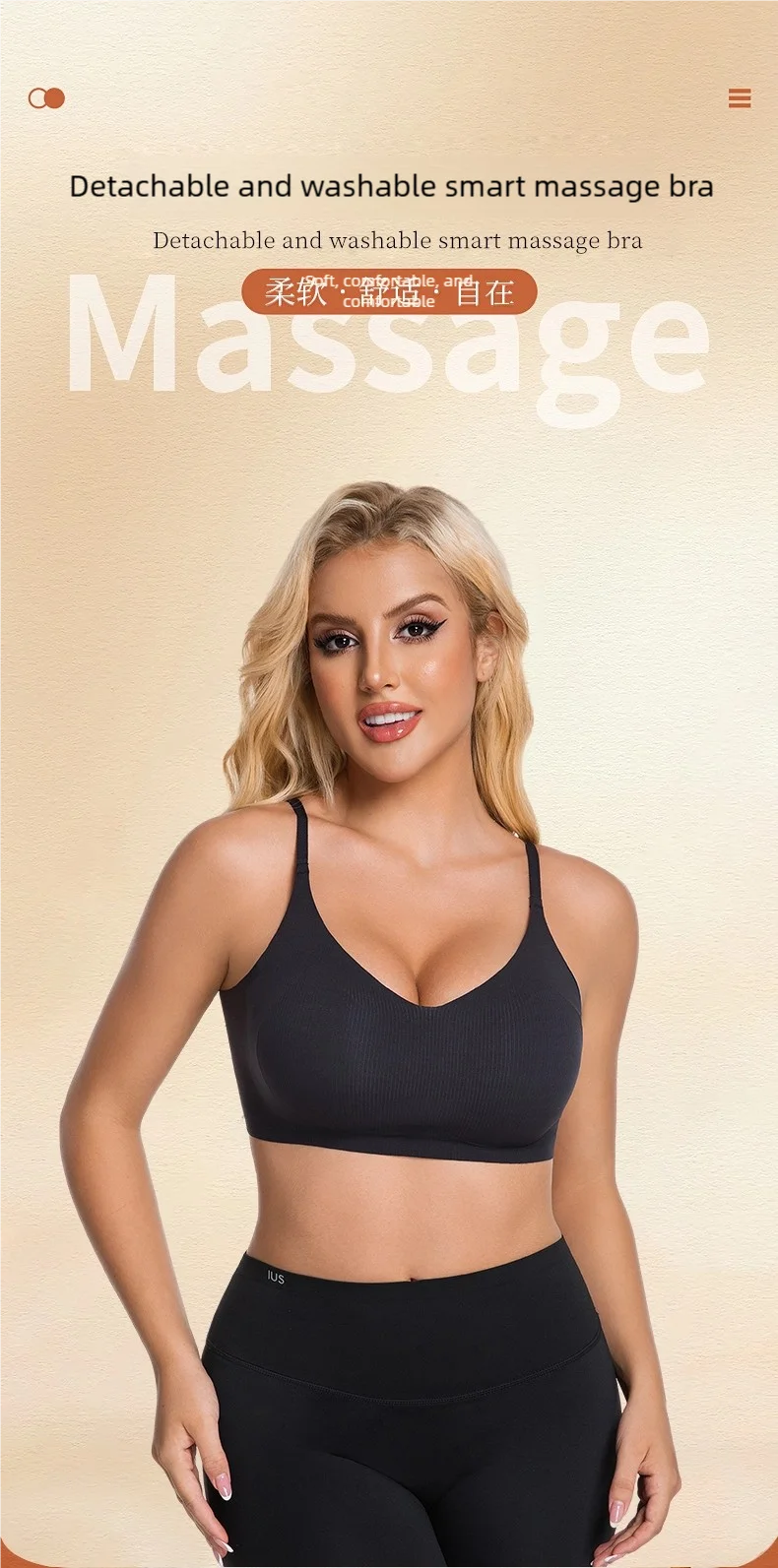 Electric Breast Massager Bra with 6 Vibration Heads - Black Relaxation Treatment Tidesmit