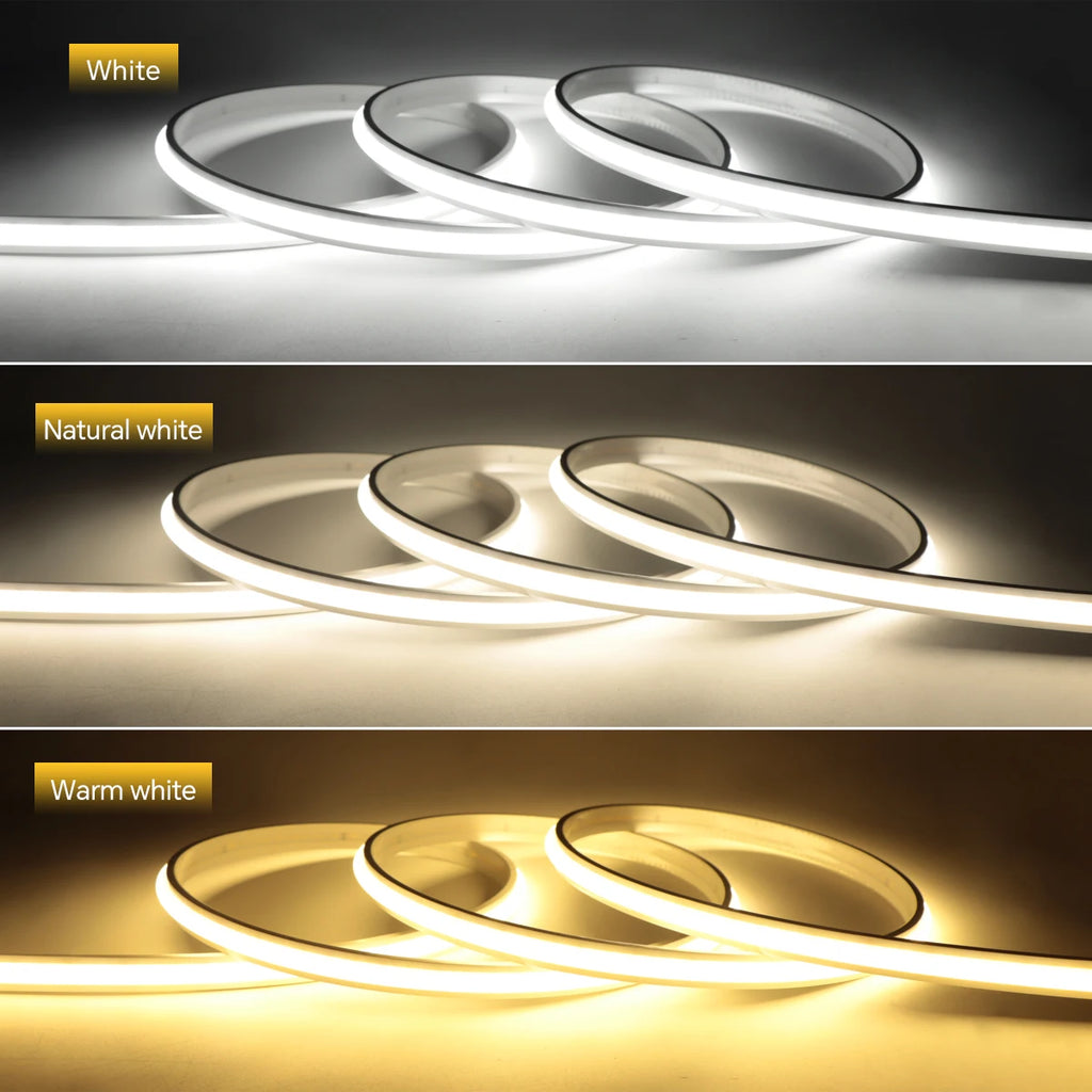 Super Bright 220V COB LED Strip with Switch FOB Tape Ribbon EU Plug 2M 5M 30M 25M 20M 15M 10M LED Lights For Kitchen Room Decor