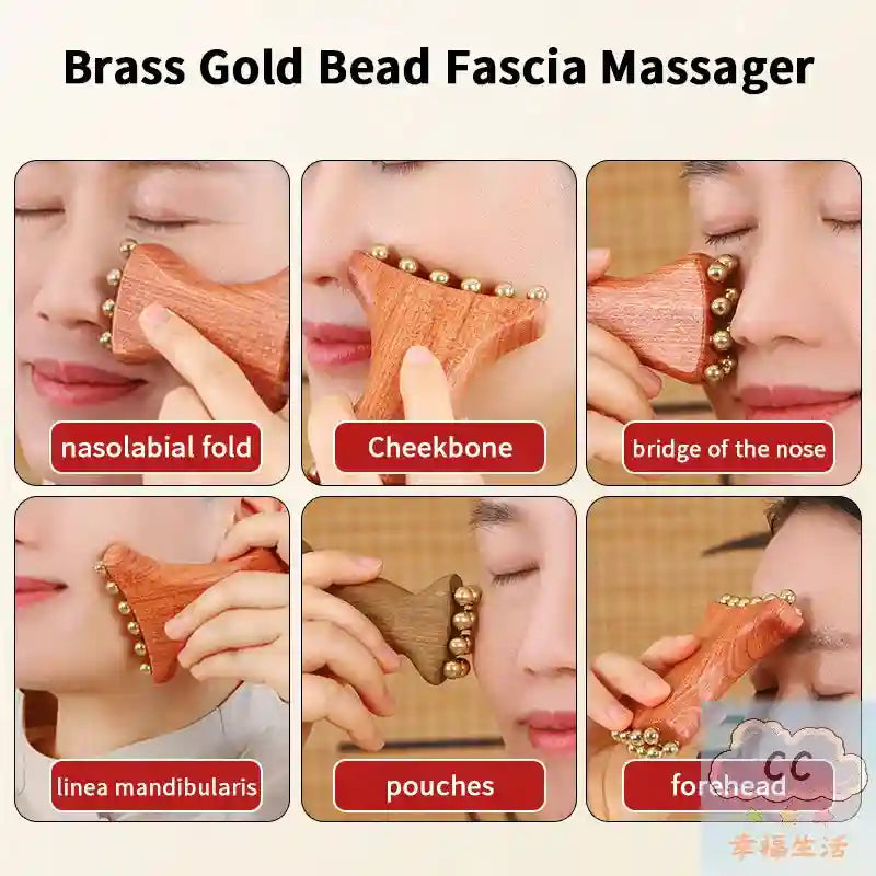 Fascia Massage Tool: Brass Gold Facial Lifting Deep Tissue Massager Fascia Gun Tidesmit