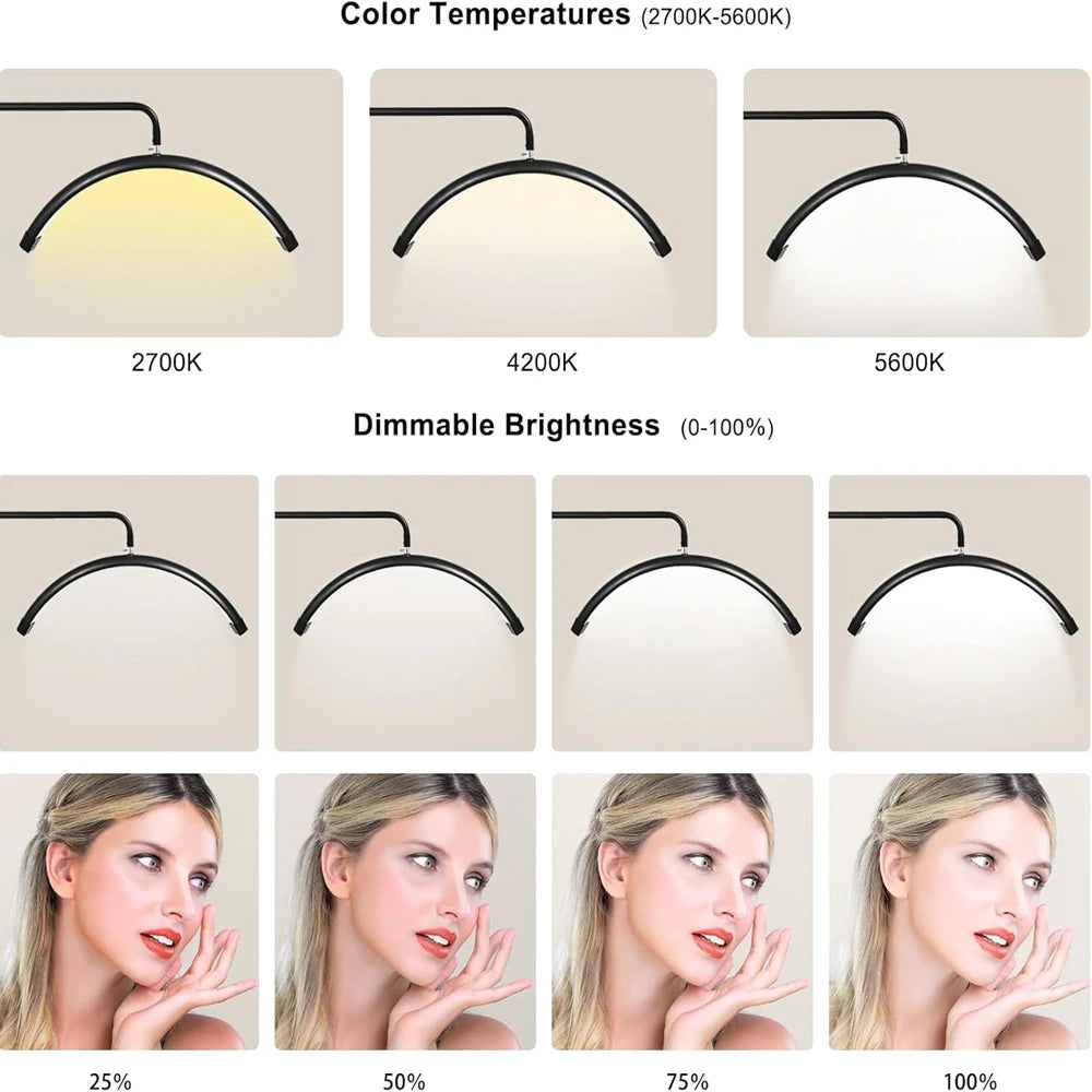 Half Moon Lash Lamp - Adjustable LED Beauty Light for Facials Tidesmit