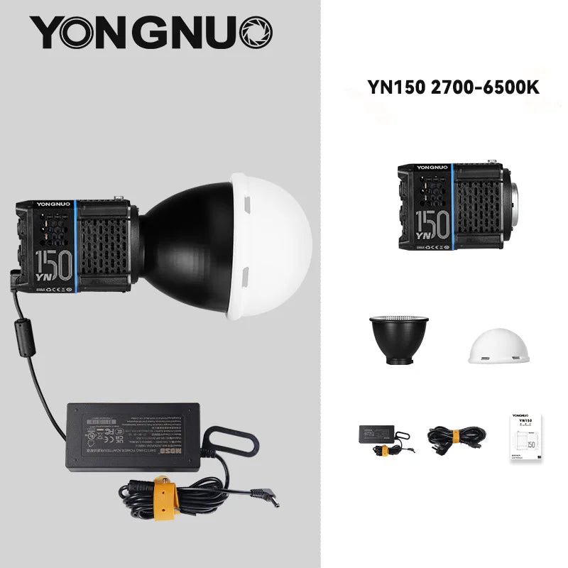 Portable 150W COB LED Video Light – Adjustable Color Temperature Kit 150 27-6500K Tidesmit
