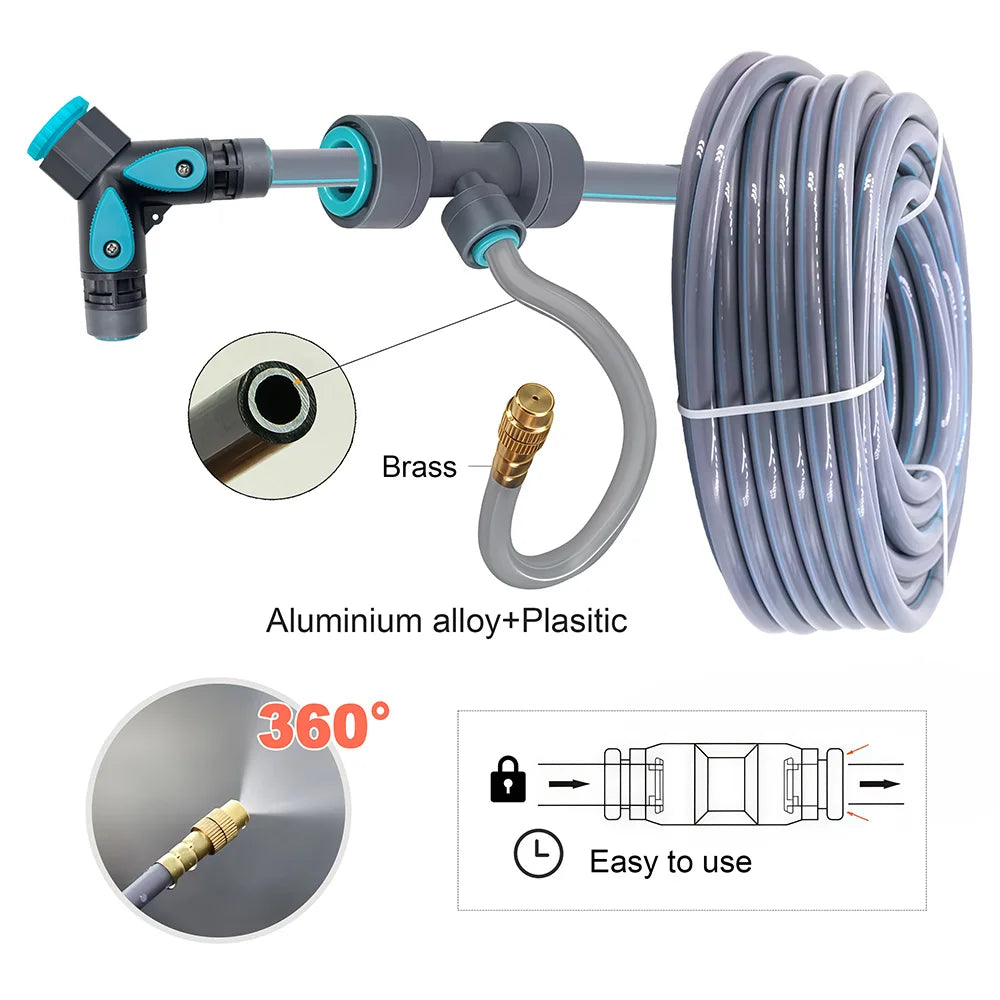 3/8" PE Hose Flexible 360° Bending Adjustable Atomization Nozzle Irrigation Set Quick Connection Garden Spray Watering System