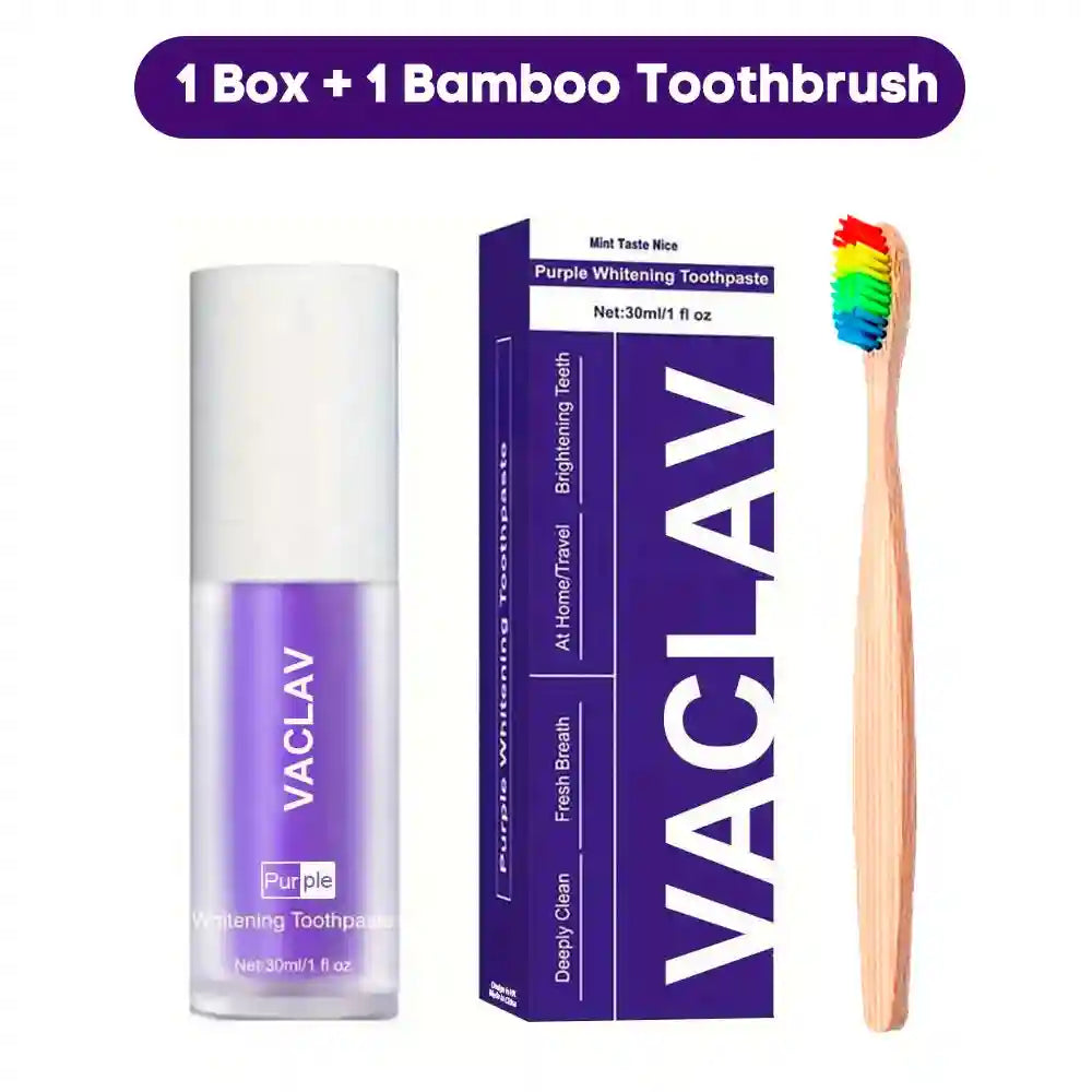 Tidesmit Vaclav purple toothpaste color corrector for teeth whitening and yellow stain removal