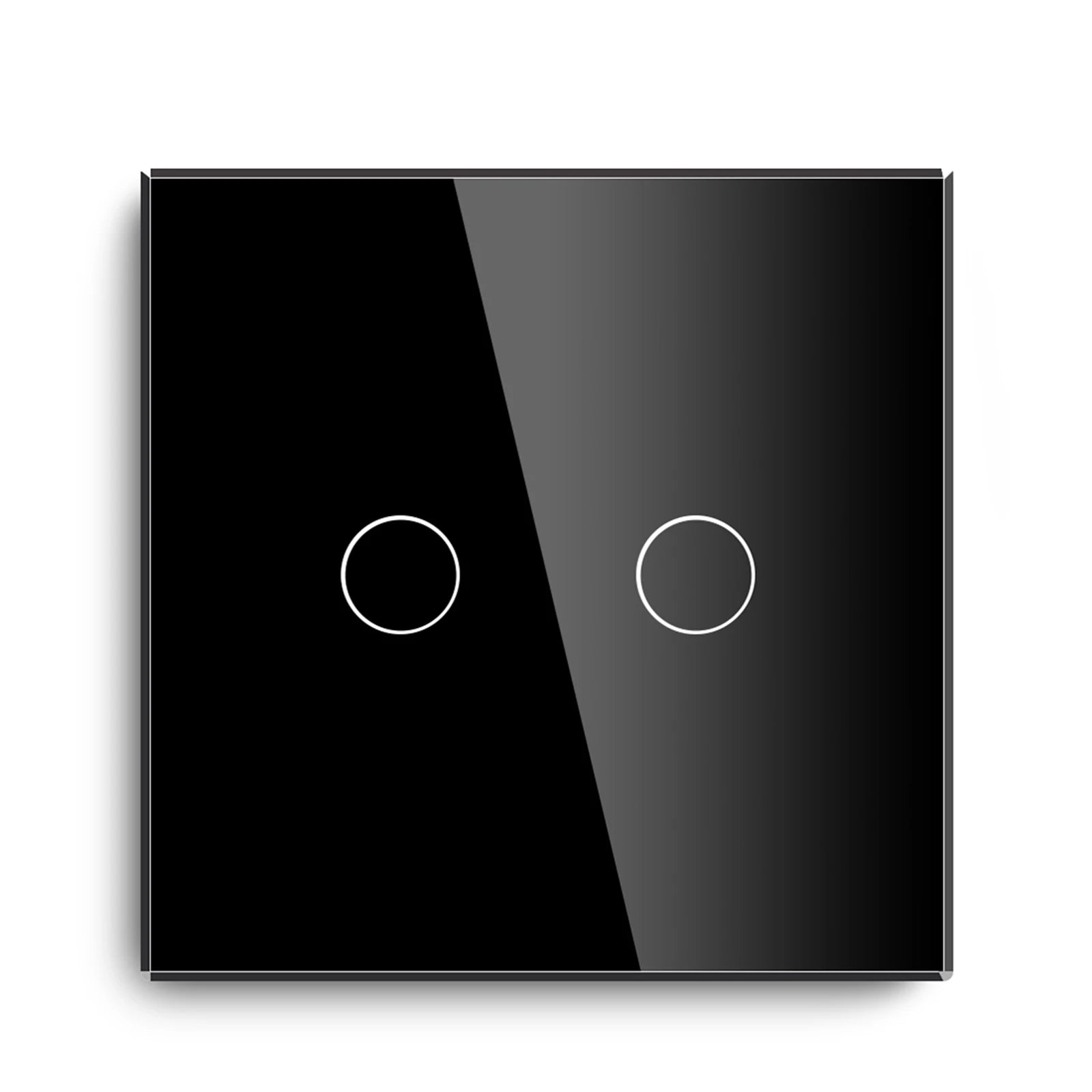 Crystal Glass WiFi Smart Light Switch | App-Controlled Wall Mount 2 Gang 1 Way Black Tidesmit