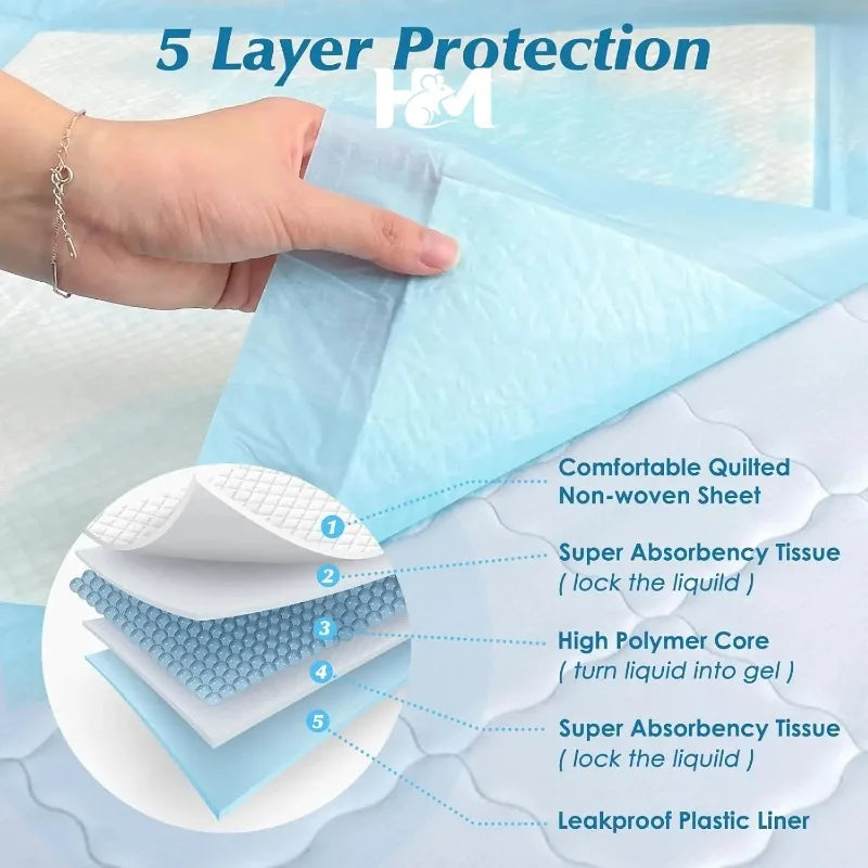 20-100Pcs Disposable Changing Pad High Absorbent Diaper Changing Pads Waterproof Leak Proof Baby Disposable Underpads for Baby
