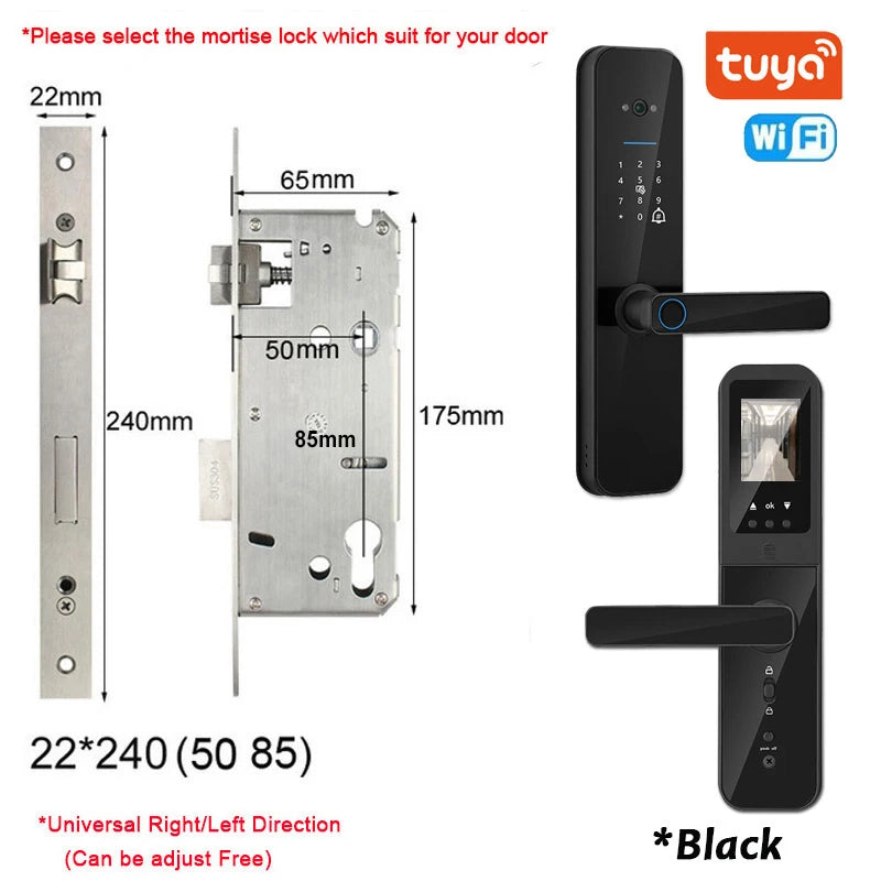 XSDTS New Tuya Wifi Digital Electronic Smart Door Lock With Biometric Camera Fingerprint Smart Card Password Key Unlock