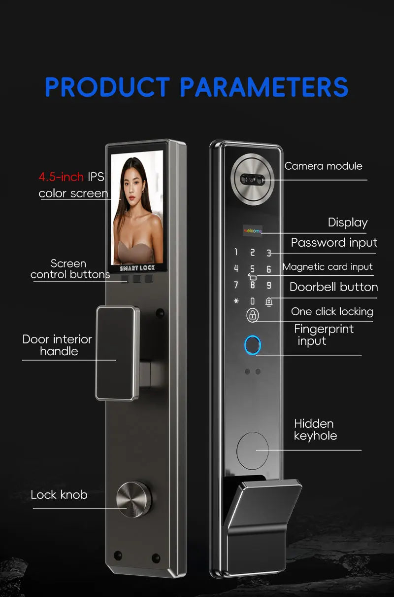 SANKESONG 3D Face Recognition Fingerprint Smart Door Lock WiFi Camera Electronic Lock Digital Electronic Key IC Card APP Unlock