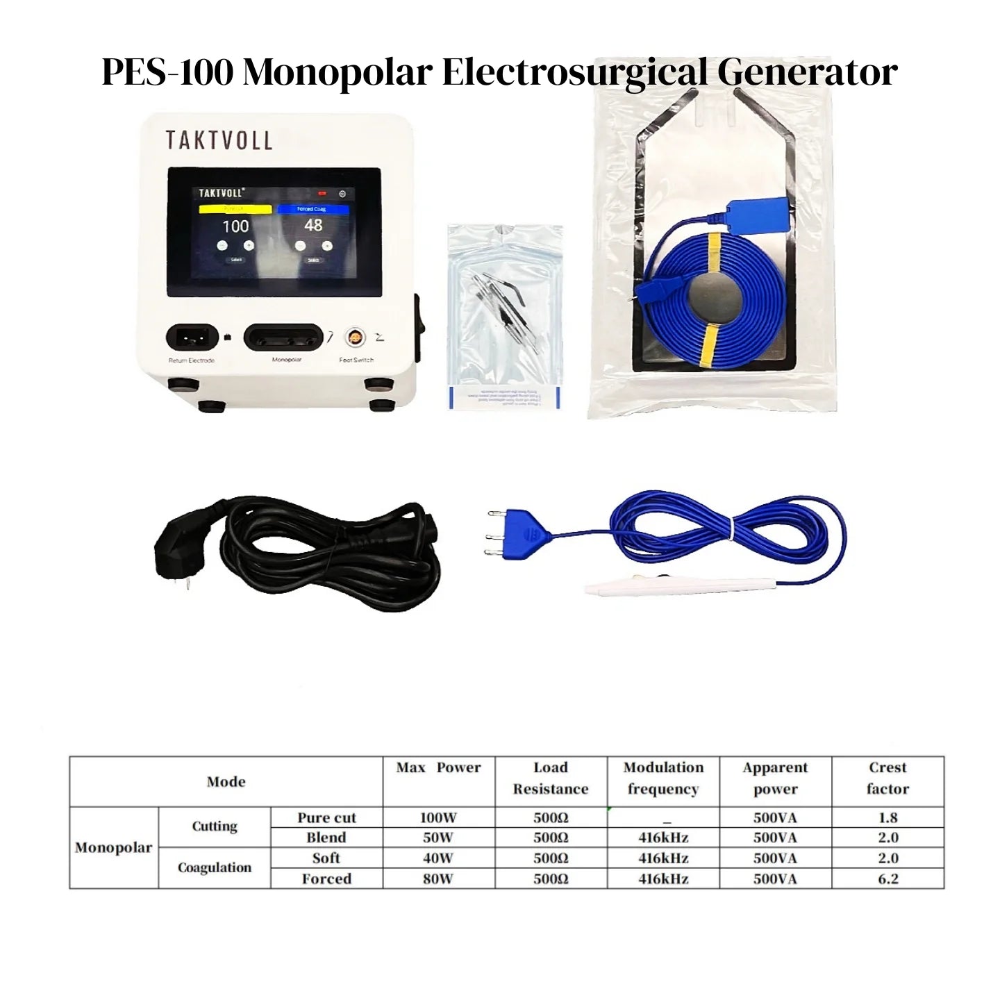 Electrosurgical Unit 100W Portable Monopolar Touch Screen by Tidesmit Massage Chairs Monopolar PES-100|EU Plug Tidesmit