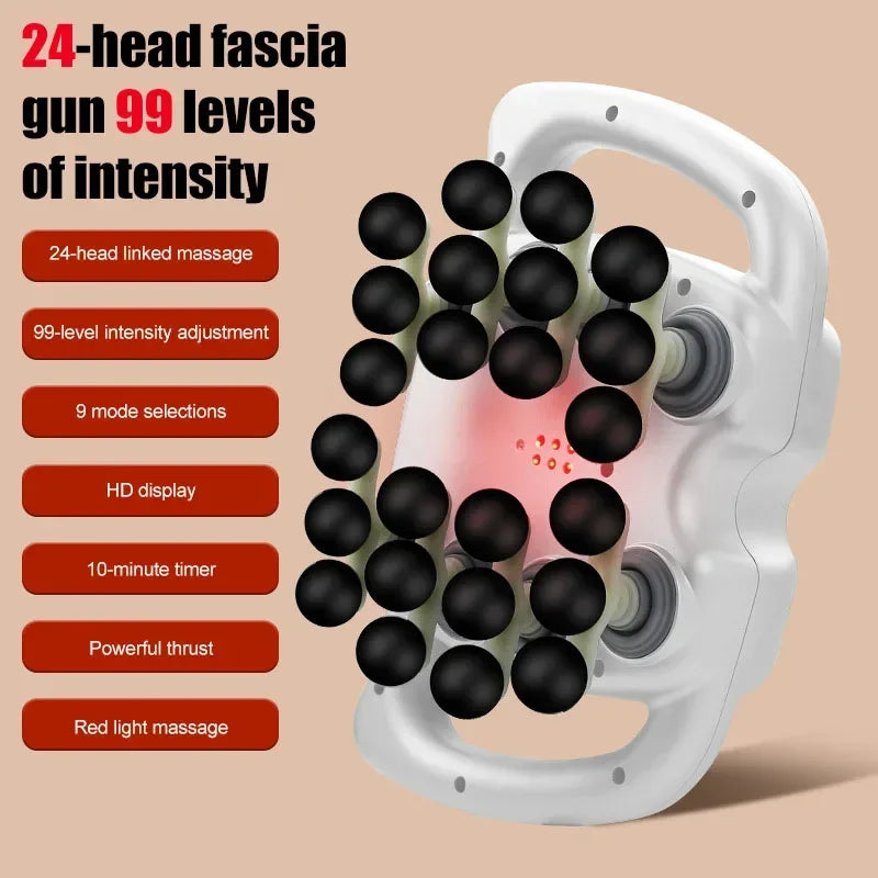 Fascia Gun Deep Tissue Massager - 16 & 24 Head Muscle Recovery Tools Fascia Gun White-24 Tidesmit