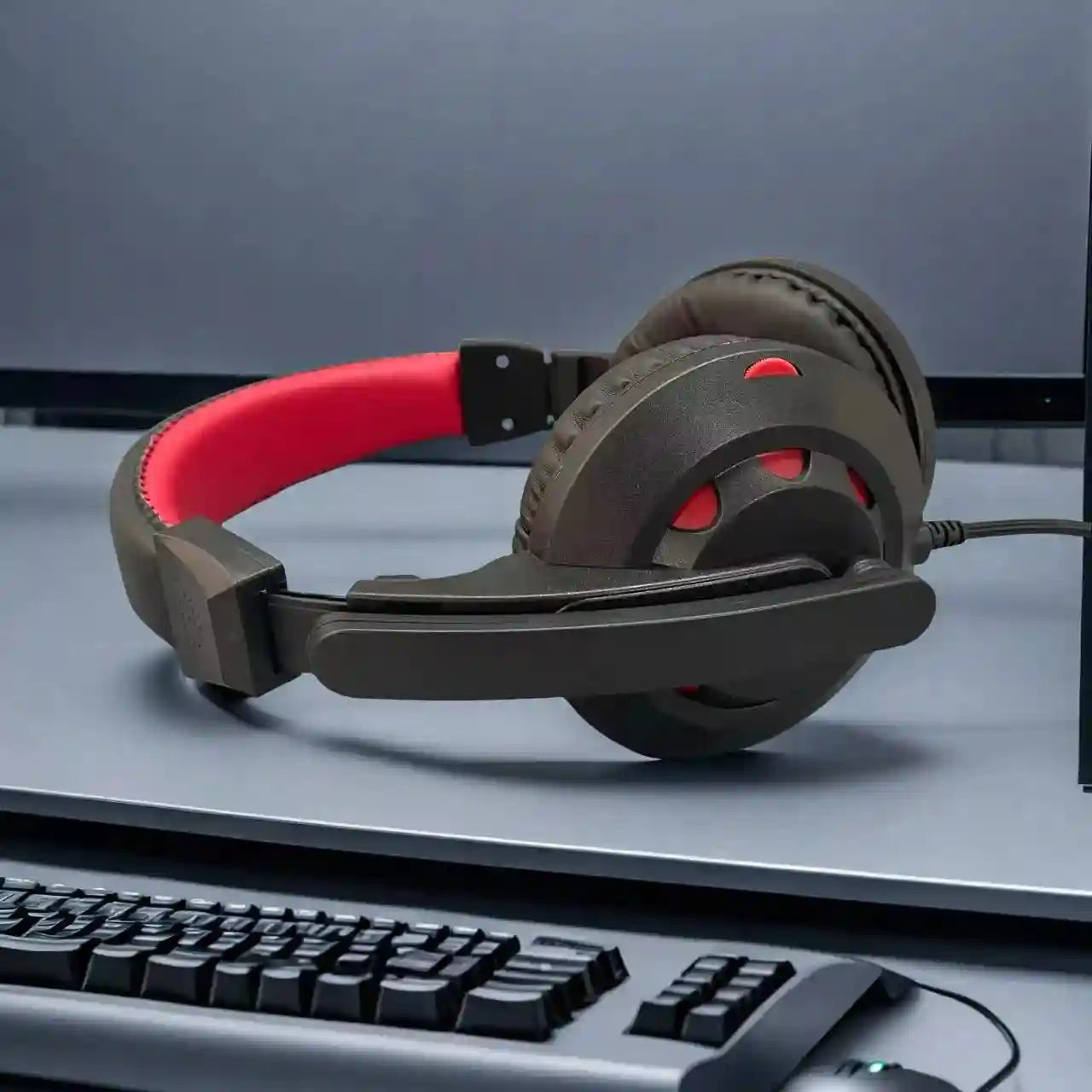Tidesmit Red Over-Ear Gaming Headphones with Mic and Low Latency Audio Red Tidesmit