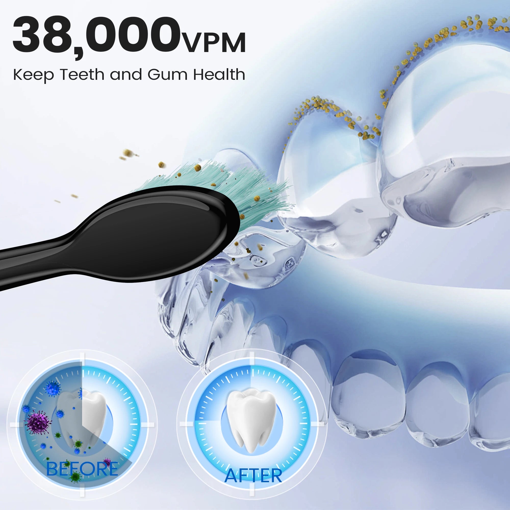 Sejoy Electric Sonic Toothbrush with 10 pcs Replacement Heads 5 Modes USB Rechargeable Waterproof Electric Tooth Brushes