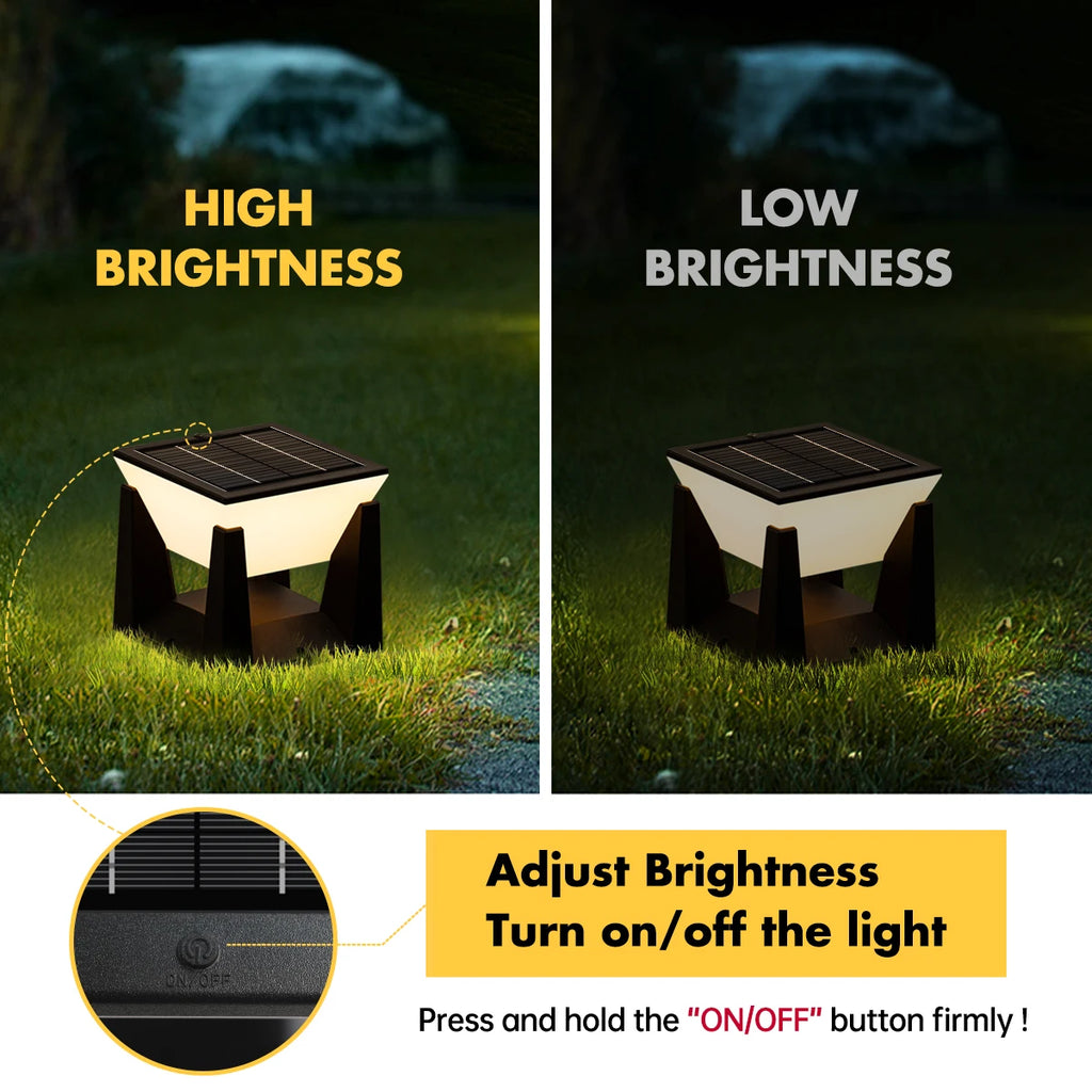 Solar Garden Lawn Decor Light Outdoor Solar Post Light Solar Pillar Column Light Modern LED Fence Deck Cap Lamp IP65 Waterproof