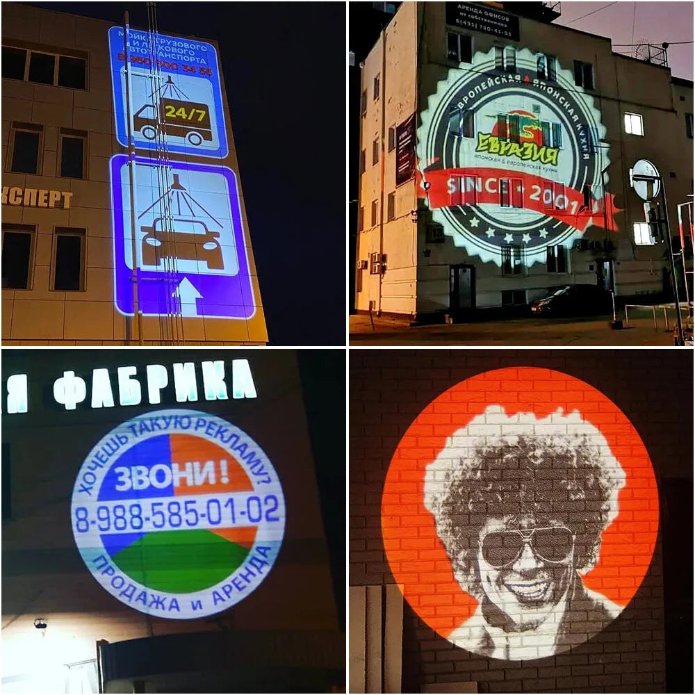 High Power 200W 300W Laser Light Projector ADS Logo Advertising Laser Show Text Customized Gobo Projection for Events