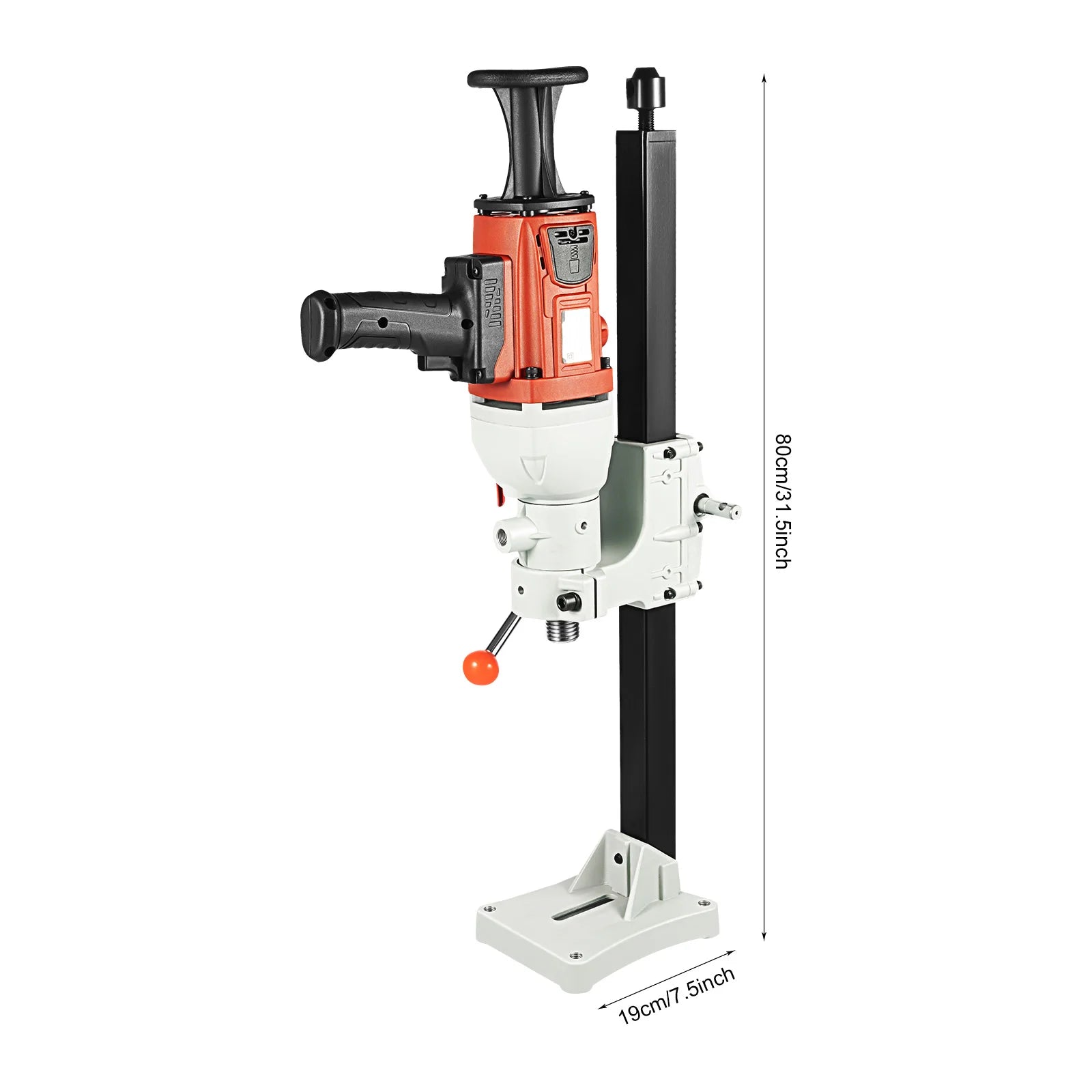 2200W Vertical Handheld Dual Use Diamond Core Drill CD-S2200-180A EU 220V 1200RPM Copper Water Seal Max 180mm Drilling Diameter Adjustable Bracket Red Concrete Wall Drilling Industrial Construction Power Tool