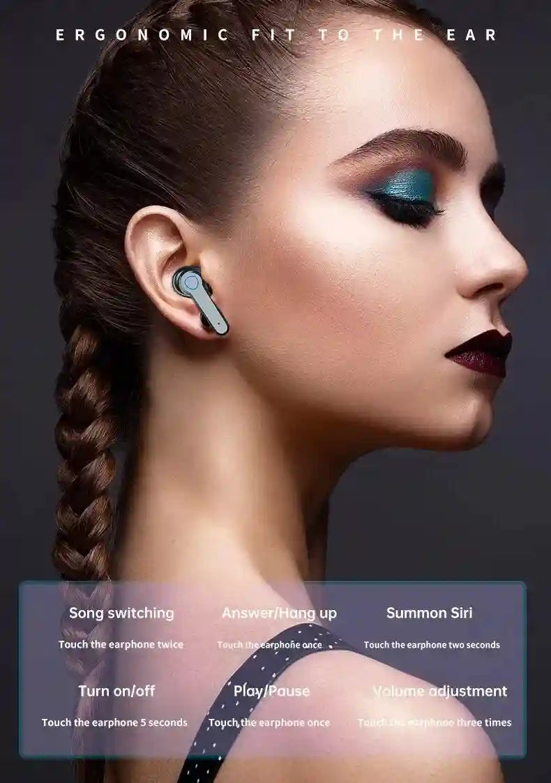 Wireless Bluetooth Gaming Earbuds with Active Noise Cancellation - Black Tidesmit