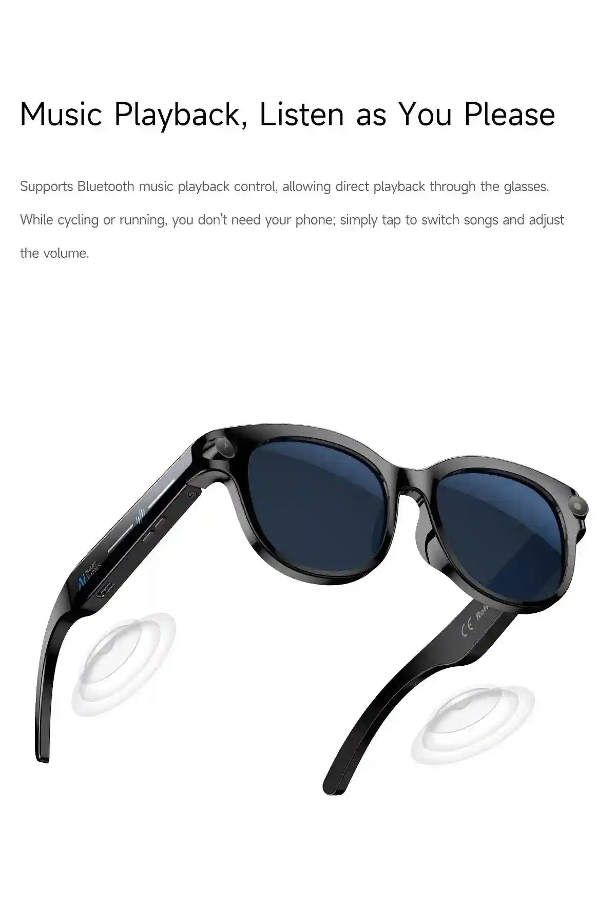 AI Smart Glasses with Real-Time Translation & HD Video Camera - White Tidesmit