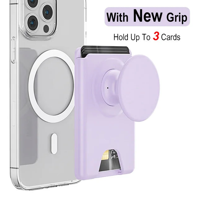 Magnetic Phone Wallet Case with Grip - Slim Shock-Absorbing Cover Purple Tidesmit