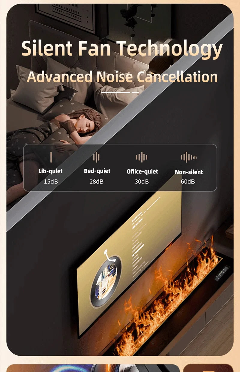 Water Steam Fireplace TV Decoration Indoor Fake Fire 3D LED Plug-in Modern Smart Electric Atomization APP Fireplace