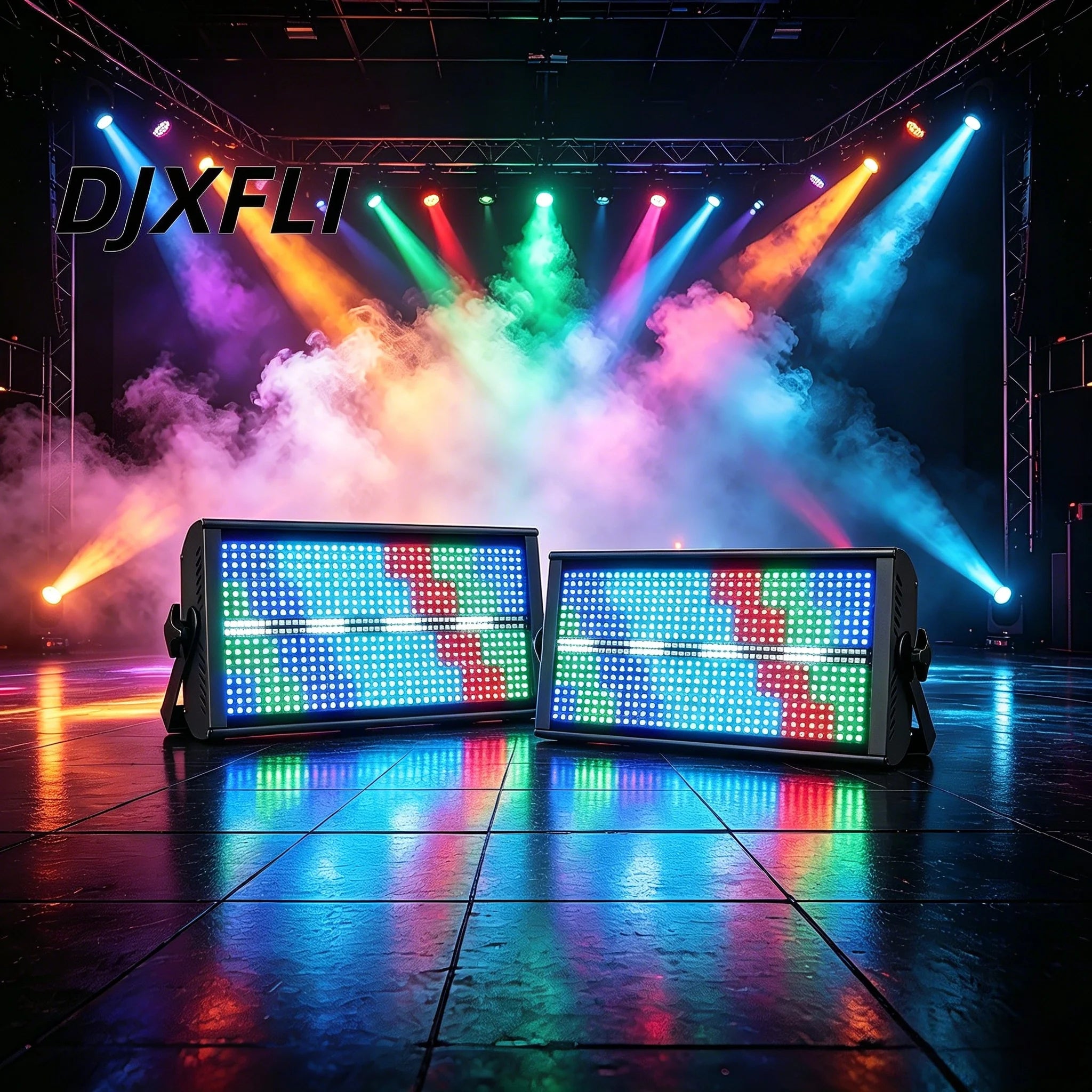 2PCS 250W RGBW LED 4in1 48 Partition Strobe Stage Light DMX512 Super Bright Wash Effect for KTV DJ Events Performances Lighting