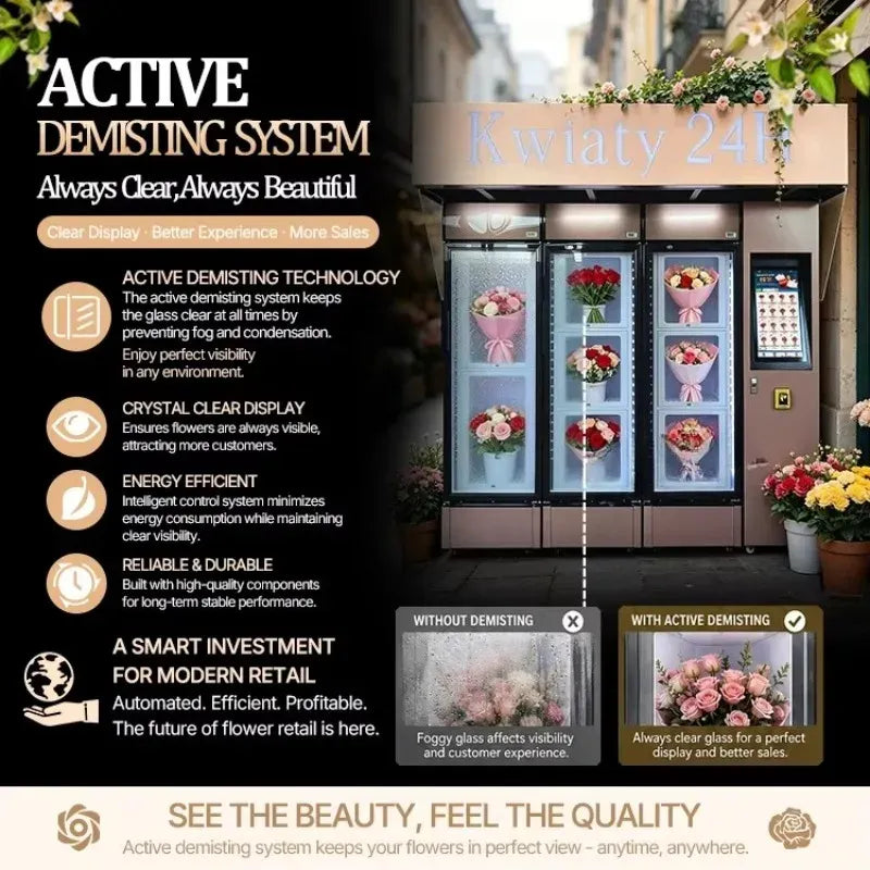 Tidesmit Flower Vending Machine Glass Display