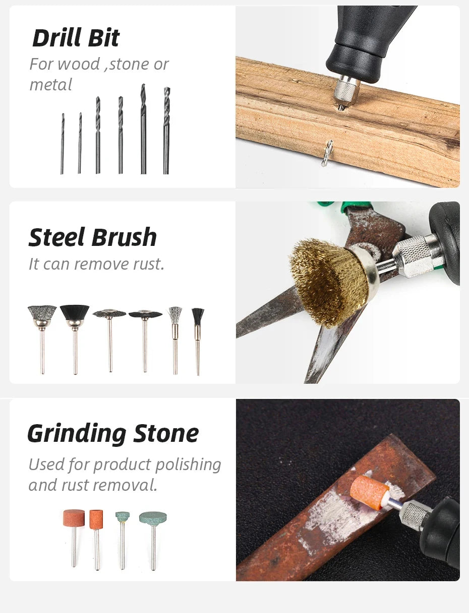 Mini Electric Drill Engraver Machine, Dremel Rotary Tools, Engraver Grinder Compatible with Power Tools, Accessories, 220V