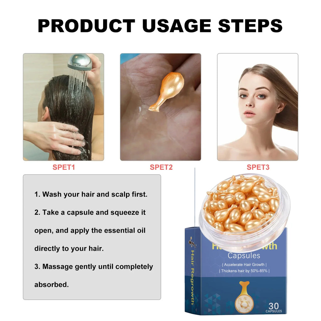 Tidesmit hair growth serum capsules for fast regrowth, anti-hair loss scalp treatment, and damaged hair repair for women.