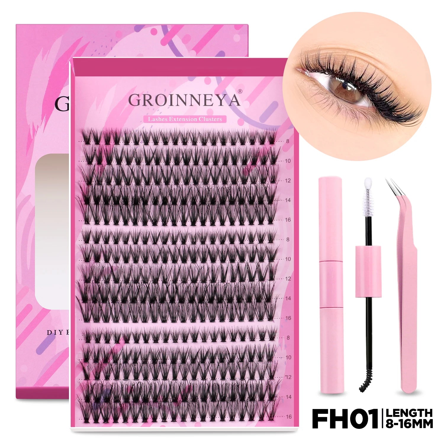 DIY Lash Extension Kit with Bond and Seal - Pro Cluster Set Lip Care Lash Set-FH01 Tidesmit