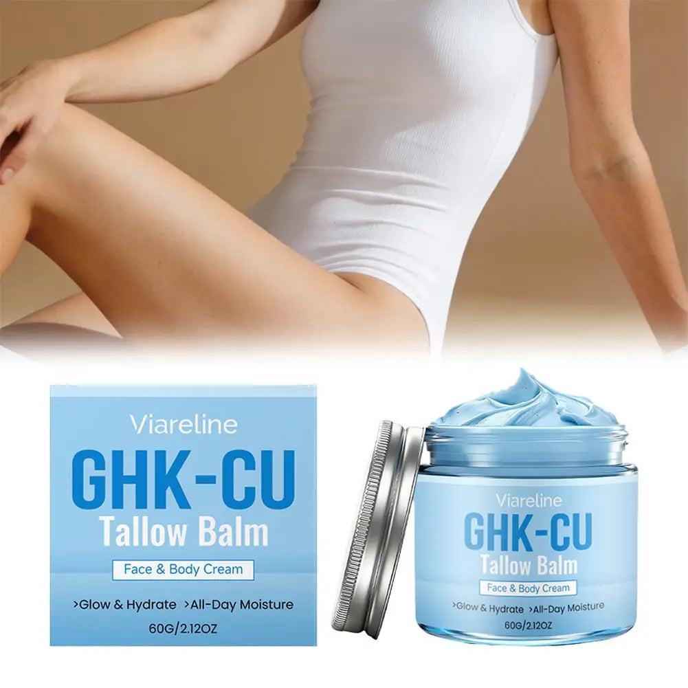 Natural GHK CU Copper Peptide Tallow Balm Blue Cream Deep Hydrating Brightening Moisturizer For Face And Body Dry Sensitive