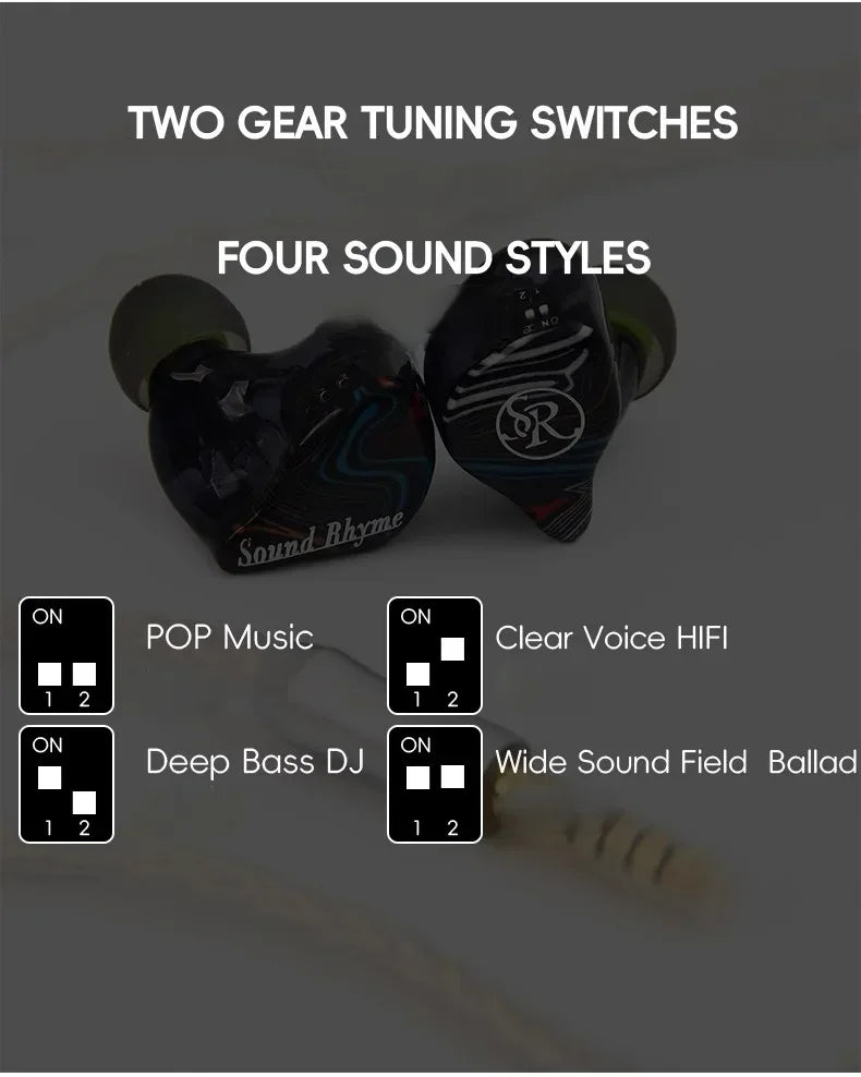 7-Driver Hybrid IEM Earphones 1DD+6BA Tuning Switches Tidesmit Tidesmit