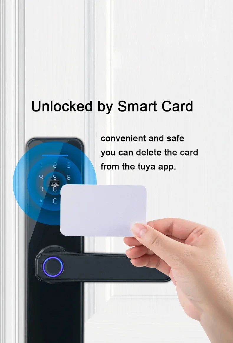 Tuya Fingerpirnt Password Smart Door Lock Digital Keypad Electronic Lock Card Keys Fingerprint Tuya Bluetooth Smart Lock Keyless